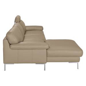 Ecksofa Parlin Kunstleder Beige - Longchair davorstehend links - Mit Kopfstütze