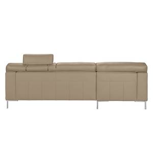 Ecksofa Parlin Kunstleder Beige - Longchair davorstehend links - Mit Kopfstütze