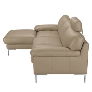 Hoekbank Parlin kunstleer - Beige - Longchair vooraanzicht links - Met hoofdsteun