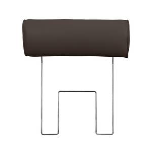 Canapé d'angle Parlin Imitation cuir - Marron café - Méridienne courte à gauche (vue de face) - Avec appui-tête