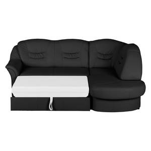 Ecksofa Parnu Echtleder Schwarz - Longchair davorstehend rechts