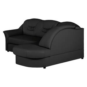 Ecksofa Parnu Echtleder Schwarz - Longchair davorstehend rechts