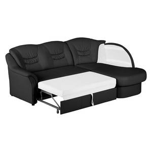 Ecksofa Parnu Echtleder Schwarz - Longchair davorstehend rechts