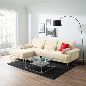 Ecksofa Pattani Webstoff Creme - Ottomane davorstehend links