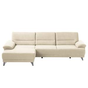 Ecksofa Pattani Webstoff Creme - Ottomane davorstehend links