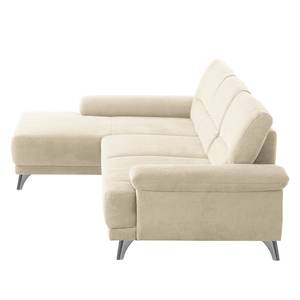 Ecksofa Pattani Webstoff Creme - Ottomane davorstehend links