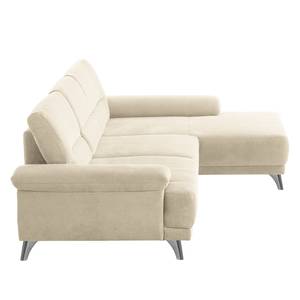 Ecksofa Pattani Webstoff Creme - Ottomane davorstehend rechts