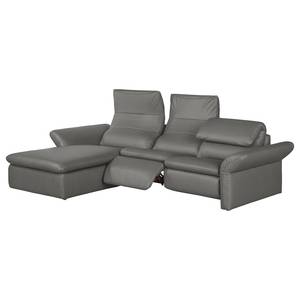 Ecksofa Perira I mit Relaxfunktion - Kunstleder - Grau - Longchair davorstehend links