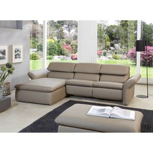 Ecksofa Perira II mit Relaxfunktion - Kunstleder - Taupe - Longchair davorstehend links