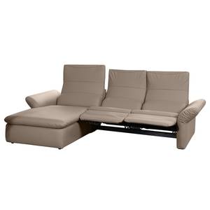 Hoekbank Perira II (met relaxfunctie) kunstleer - Taupe - Longchair vooraanzicht links