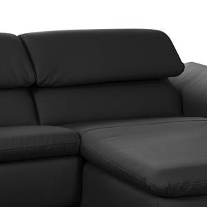 Canapé d'angle Perira II Imitation cuir - Noir - Méridienne courte à droite (vue de face)