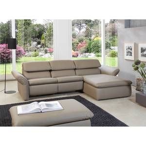 Ecksofa Perira II mit Relaxfunktion - Kunstleder - Taupe - Longchair davorstehend rechts