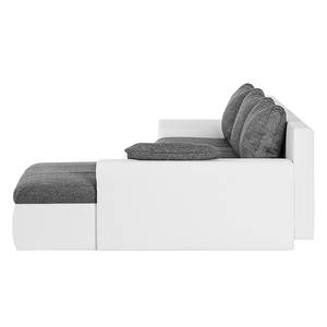 Canapé d'angle Navona (convertible) Cuir synthétique blanc / Tissu structuré gris - Méridienne