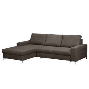 Ecksofa Pierpont (mit Schlaffunktion) Webstoff - Espresso - Longchair davorstehend links