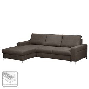 Ecksofa Pierpont (mit Schlaffunktion) Webstoff - Espresso - Longchair davorstehend links