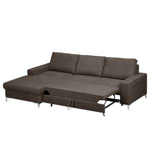 Ecksofa Pierpont (mit Schlaffunktion) Webstoff - Espresso - Longchair davorstehend links