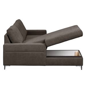 Ecksofa Pierpont (mit Schlaffunktion) Webstoff - Espresso - Longchair davorstehend links