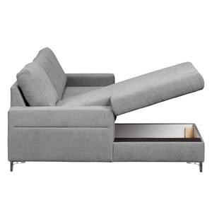 Ecksofa Pierpont (mit Schlaffunktion) Webstoff - Platin - Longchair davorstehend links