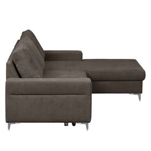 Ecksofa Pierpont (mit Schlaffunktion) Webstoff - Espresso - Longchair davorstehend rechts