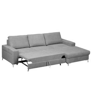 Ecksofa Pierpont (mit Schlaffunktion) Webstoff - Platin - Longchair davorstehend rechts