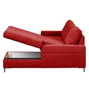 Canapé d'angle Pierpont (convertible) Tissu - Rouge - Méridienne courte à droite (vue de face)
