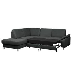 Ecksofa Piketon Microfaser Anthrazit - Longchair davorstehend links - Schlaffunktion