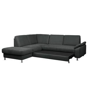 Ecksofa Piketon Microfaser Anthrazit - Longchair davorstehend links - Schlaffunktion