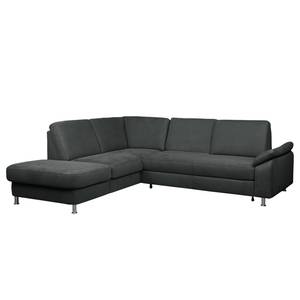 Ecksofa Piketon Microfaser Anthrazit - Longchair davorstehend links - Keine Funktion