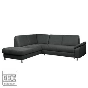 Ecksofa Piketon Microfaser Anthrazit - Longchair davorstehend links - Keine Funktion