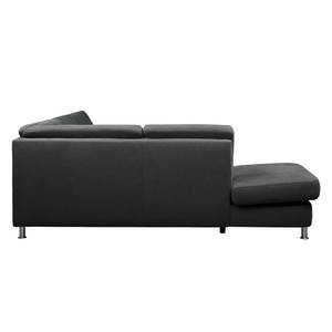 Ecksofa Piketon Microfaser Anthrazit - Longchair davorstehend links - Keine Funktion