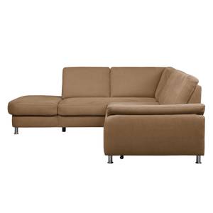 Ecksofa Piketon Microfaser Mittelbraun - Longchair davorstehend links - Keine Funktion