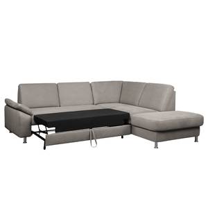 Ecksofa Piketon Microfaser Rauchgrau - Longchair davorstehend rechts - Schlaffunktion