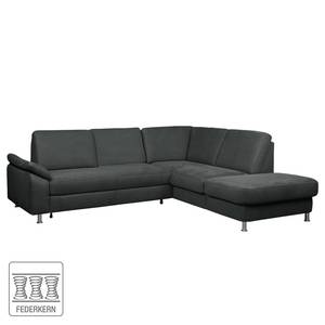 Ecksofa Piketon Microfaser Anthrazit - Longchair davorstehend rechts - Keine Funktion