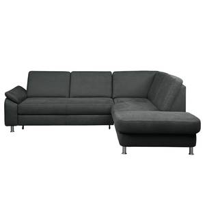 Ecksofa Piketon Microfaser Anthrazit - Longchair davorstehend rechts - Keine Funktion