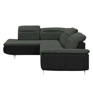 Ecksofa Pinchi (mit Schlaffunktion) Flachgewebe / Webstoff - Schwarz / Anthrazit - Longchair davorstehend links