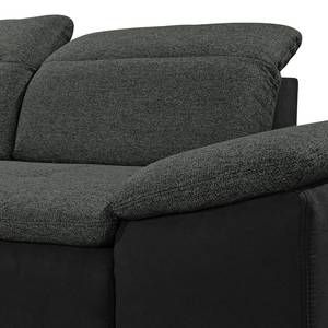 Ecksofa Pinchi (mit Schlaffunktion) Flachgewebe / Webstoff - Schwarz / Anthrazit - Longchair davorstehend links