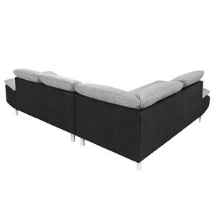 Ecksofa Pinchi (mit Schlaffunktion) Flachgewebe / Webstoff - Schwarz / Grau - Longchair davorstehend links