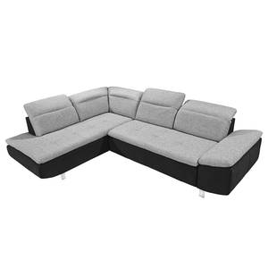 Ecksofa Pinchi (mit Schlaffunktion) Flachgewebe / Webstoff - Schwarz / Grau - Longchair davorstehend links