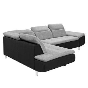 Ecksofa Pinchi (mit Schlaffunktion) Flachgewebe / Webstoff - Schwarz / Grau - Longchair davorstehend links