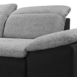 Ecksofa Pinchi (mit Schlaffunktion) Flachgewebe / Webstoff - Schwarz / Grau - Longchair davorstehend links