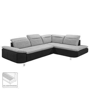 Ecksofa Pinchi (mit Schlaffunktion) Flachgewebe / Webstoff - Schwarz / Grau - Longchair davorstehend rechts