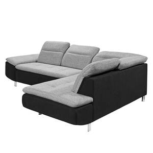 Ecksofa Pinchi (mit Schlaffunktion) Flachgewebe / Webstoff - Schwarz / Grau - Longchair davorstehend rechts