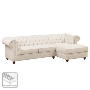 Ecksofa Pintano Webstoff - Beige - Ottomane davorstehend rechts