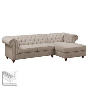 Ecksofa Pintano Webstoff - Cappuccino - Ottomane davorstehend rechts