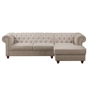 Ecksofa Pintano Webstoff - Cappuccino - Ottomane davorstehend rechts