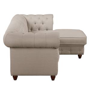 Ecksofa Pintano Webstoff - Cappuccino - Ottomane davorstehend rechts