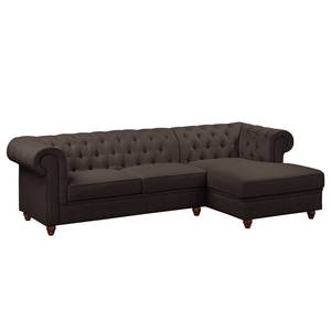 Ecksofa Pintano Webstoff - Espresso - Ottomane davorstehend rechts