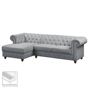 Ecksofa Pintano Silbergrau - Ottomane davorstehend links