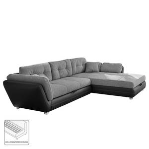 Ecksofa Pitt mit Schlaffunktion / beidseitig montierbar Flachgewebe / Kunstleder - Grau / Schwarz