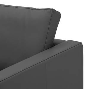 Hoekbank Portobello echt leer Echt leer Gad: Antracietkleurig - Breedte: 207 cm - Longchair vooraanzicht links